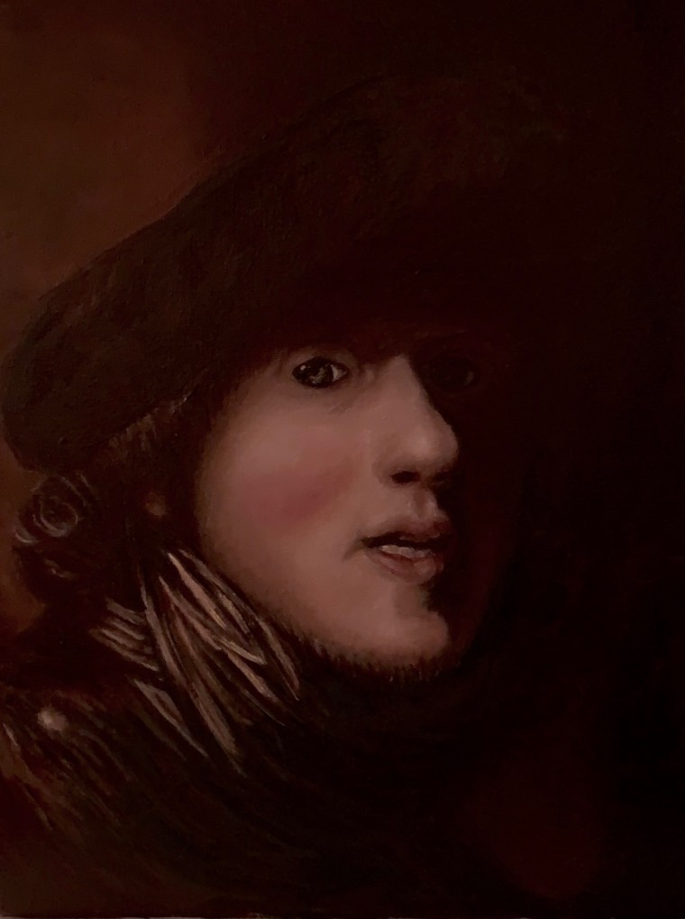 Der junge Rembrandt, 2022, Öl, 30X40