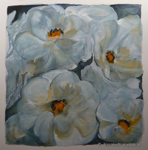 White Roses, Aquarell und Guache, 25X25, 2010